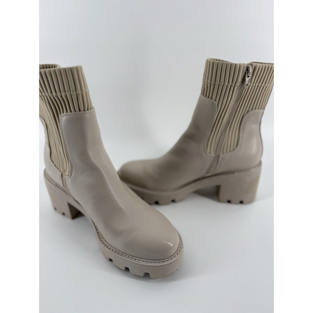 BAR III VERSUZ Women's Ivory 1" Platform Lug-Sole Back Pull-Tab Booties - US 10
